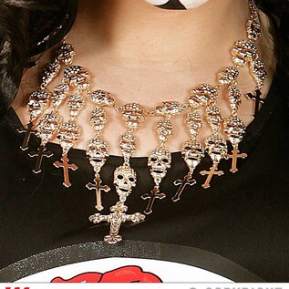 Halloween Halsketting met nep gouden doodskopjes
