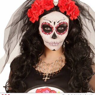 Halloween Halsketting met nep gouden doodskopjes