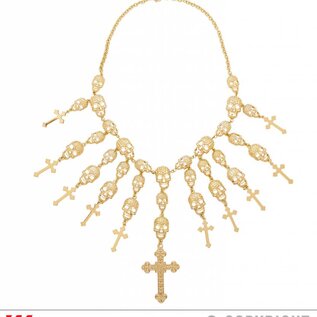 Halloween Halsketting met nep gouden doodskopjes