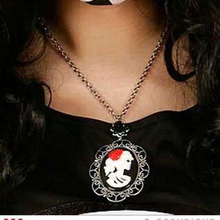 Halloween Halsketting met doodskop en roos voor Halloween