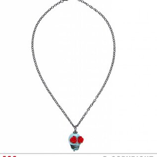 Halloween Halsketting met doodskopje en rode oogjes