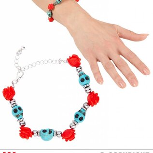 Nieuw2015-2016 Leuke armband schedels met rode rozen
