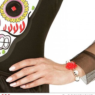 Nieuw2015-2016 Armband met schedels in rood en rose