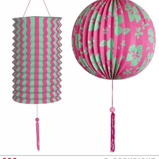 Nieuw2015-2016 Roze met groene lampionnenset van 2