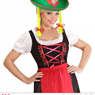 Oktoberfeest Heidi hoedje met gevlochten staartjes