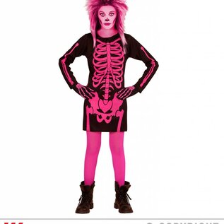 Halloween Skeletjurkje in roze voor griezel meisjes