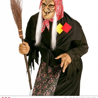 Halloween Masker heks met haren half gezicht