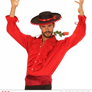 Nieuw2015-2016 Herenblouse in rood met ruches