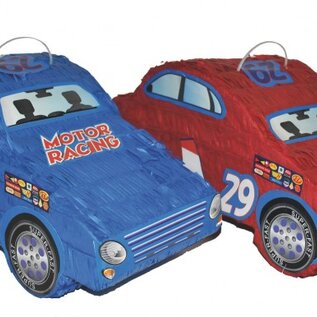 Mooie pinata race auto in blauw of rood