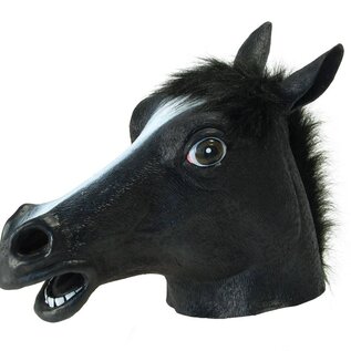 Zwart paard masker latex