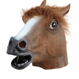 Latex paarden masker bruin