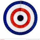 Pk 12 "BLUE-WHITE-RED TRICOLOR PAPER FAN" 50 cm