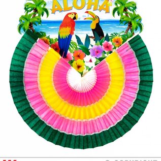 Pk 12 "MULTICOLOR ALOHA PAPER FAN" 46 cm