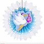 Pk 12 "AZURE STORK WITH BABY PAPER FAN" 50 cm