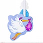 Pk 12 "AZURE STORK WITH BABY PAPER FAN" 50 cm