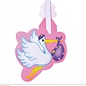 Pk 12 "PINK STORK WITH BABY PAPER FAN" 50 cm