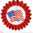 Pk 12 "RED USA FLAG PAPER FAN" 50 cm