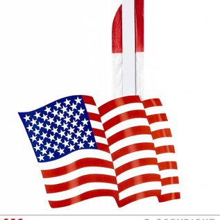Pk 12 "RED USA FLAG PAPER FAN" 50 cm