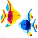 Pk 12 Set of "2 HONEYCOMB TROPICAL FISH" 25 cm