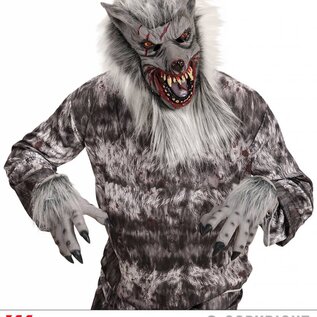 Pk  4 "WEREWOLF" (full head mask with plush hair, hands with plush hair)
