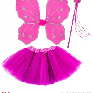 Pk  6 Hot pink "MAGIC FAIRY" (tutu, wings, magic wand)