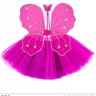 Pk  6 Hot pink "MAGIC FAIRY" (tutu, wings, magic wand)