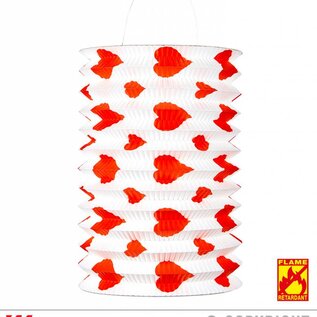 Pk 12 Set of "2 RED HEARTS LANTERNS" Ø 16 cm - h 28 cm