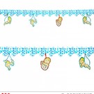 Pk 12 "PRINTED AZURE HEARTS GARLAND WITH BABIES" 3 m