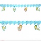 Pk 12 "PRINTED AZURE HEARTS GARLAND WITH BABIES" 3 m