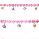 Pk 12 "PRINTED PINK HEARTS GARLAND WITH BABIES" 3 m