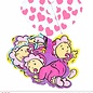 Pk 12 "PRINTED PINK HEARTS GARLAND WITH BABIES" 3 m