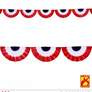 Pk 12 "BLUE-WHITE-RED TRICOLOR FAN GARLAND" 2,75 m