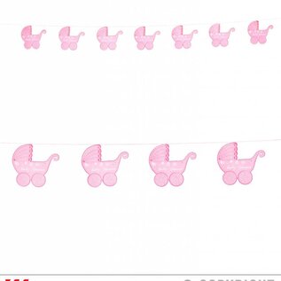 Pk 12 "PINK BABY STROLLER GARLAND" 2,75 m