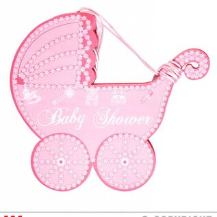 Pk 12 "PINK BABY STROLLER GARLAND" 2,75 m