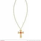 Pk  6 "GOLD CROSS NECKLACE WITH GEMS"