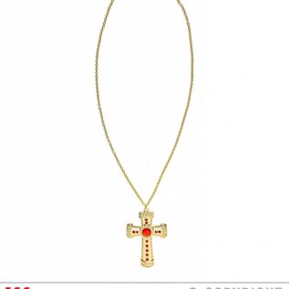 Pk  6 "GOLD CROSS NECKLACE WITH GEMS"