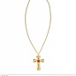 Pk  6 "GOLD CROSS NECKLACE WITH GEMS"