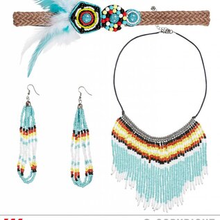 Pk  4 "INDIAN" (headband, earrings, necklace)