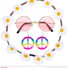 Pk  6 "HIPPIE" (flower headband, earrings, glasses)