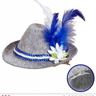 Pk  6 Felt "MINI BAVARIAN FEDORA WITH EDELWEISS & FEATHERS"