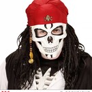 Pk  6 "PIRATE SKULL HALF FACE MASK WITH BANDANA, BEADS & DOUBLOONS"