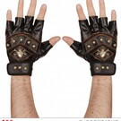 Pk  6 Pair of leather look "STUDDED FINGERLESS SKULL & CROSS BONES GLOVES"