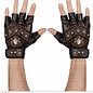 Pk  6 Pair of leather look "STUDDED FINGERLESS SKULL & CROSS BONES GLOVES"