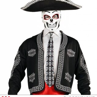 Pk  6 Satin "DIA DE LOS MUERTOS TIE"
