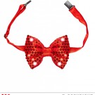 Pk  6 Adjustable "RED SEQUIN BOW TIE WITH 4 FLASHING LED LIGHTS"