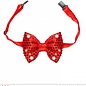 Pk  6 Adjustable "RED SEQUIN BOW TIE WITH 4 FLASHING LED LIGHTS"