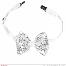 Pk  6 Adjustable "SILVER SEQUIN BOW TIE WITH 4 FLASHING LED LIGHTS"