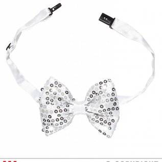 Pk  6 Adjustable "SILVER SEQUIN BOW TIE WITH 4 FLASHING LED LIGHTS"