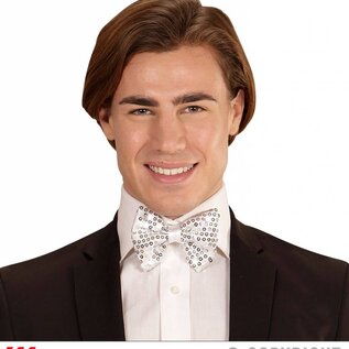 Pk  6 Adjustable "SILVER SEQUIN BOW TIE WITH 4 FLASHING LED LIGHTS"