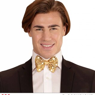 Pk  6 Adjustable "GOLD SEQUIN BOW TIE WITH 4 FLASHING LED LIGHTS"